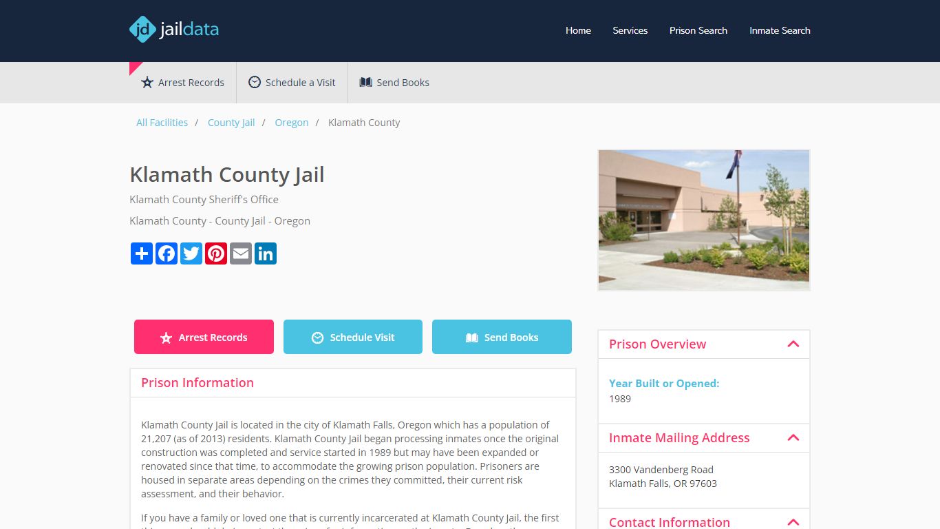 Klamath County Jail Inmate Search and Prisoner Info - Klamath Falls, OR